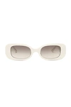 Linda Farrow Eyelet-embellished Oval-frame Sunglasses In White & Grey Gradient