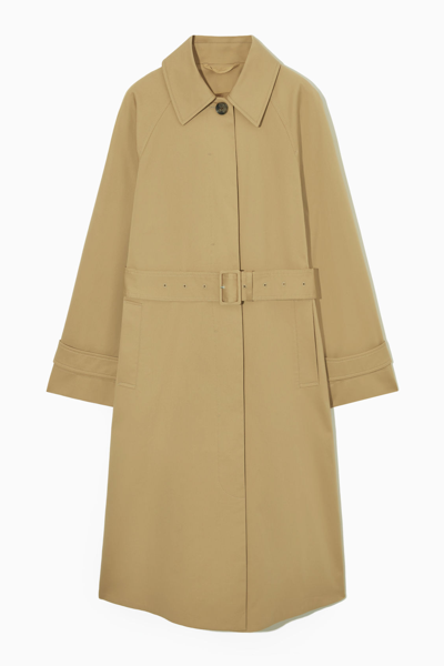 Cos Regular-fit Twill Trench Coat In Beige