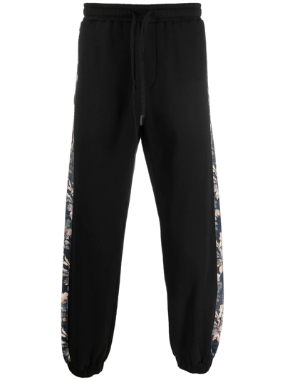 Versace Jeans Couture Floral-stripe Track Pants In Black