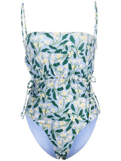 Agua By Agua Bendita Azul Cutout Ruched Floral-print