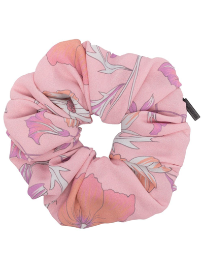 Balenciaga Floral-print Cotton Scrunchie In Pink