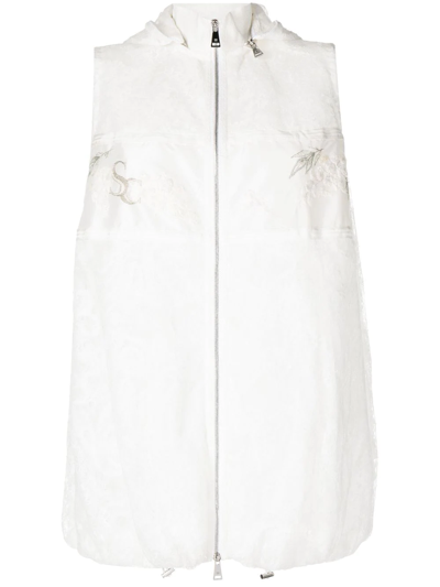 Shiatzy Chen Sleeveless Sequin-embroidered Lace Jacket In White