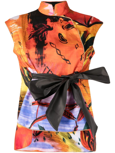 Shiatzy Chen Circus Collection Band-collar Top In Multicolour