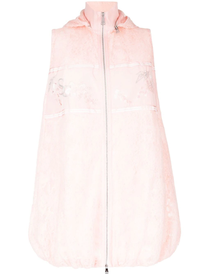 Shiatzy Chen Sleeveless Sequin-embroidered Lace Jacket In Pink