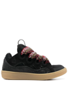 Lanvin Curb Contrast-trimmed Leather And Mesh Low-top Trainers In Black