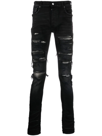 Amiri Grateful Dead Distressed Skinny Jeans In Black