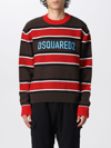 Dsquared2 Logo Crew Neck Sweater With Striped Pattern In Multi