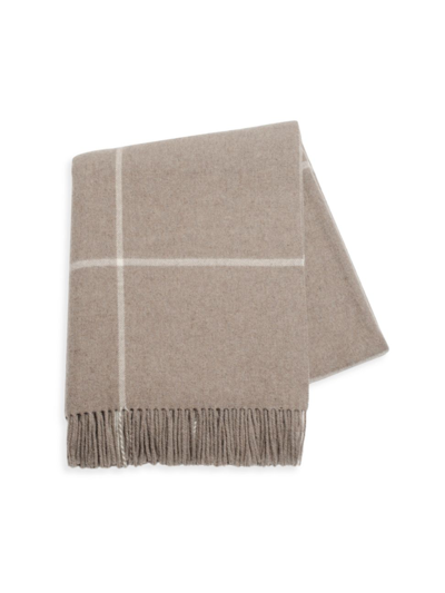 Lands Downunder Charm Lambswool Cashmere Throw In Taupe/ecru