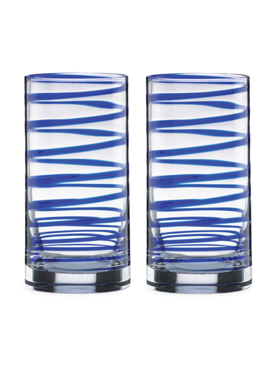Kate Spade New York Charlotte Street 2pc Highball Glass Set In Blue
