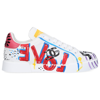 Dolce & Gabbana Calfskin Portofino Sneakers With Lettering In White