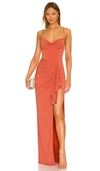 Katie May So Juicy Ruched Gown In Rust