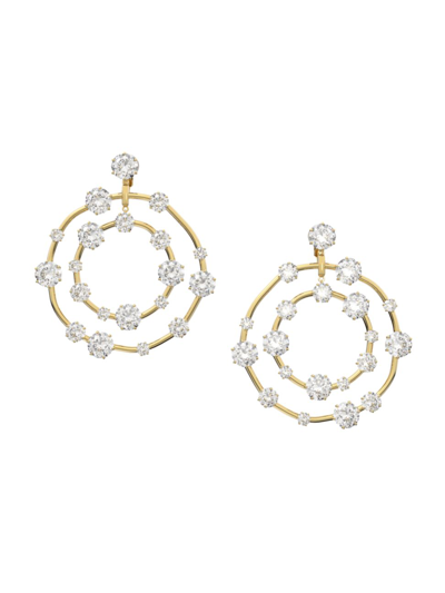 Swarovski Constella Crystal Orbital Clip On Statement Earrings In Gold Tone In White