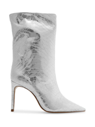 Schutz Mary Metallic Leather Short Boots In Prata