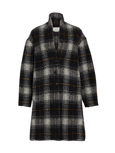 Isabel Marant Étoile Black Gabriel Checked Single-breasted Coat In Multi