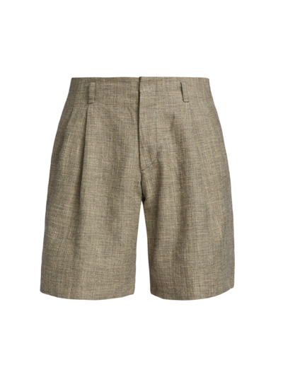 John Elliott Pleated Linen-blend Shorts In Grey