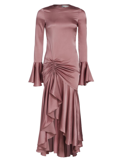 Caroline Constas Monique Silk-blend Midi Dress In Pink