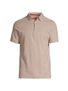 Isaia Heathered Cotton Polo Shirt In Taupe