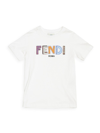 Fendi Kids' Little Girl's & Girl's Sketch Logo T-shirt In White