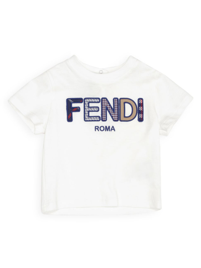 Fendi Baby Girl's Multi-pattern Embroidered Logo T-shirt In White
