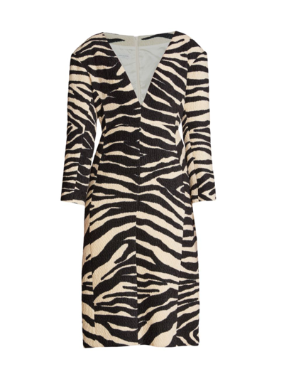 Dries Van Noten Debra Zebra Print Midi Dress - Women's - Cotton/viscose/acrylic/polyamidenylonpolyesterviscose In Ecru