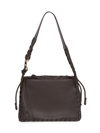 Chloé Mate Drawstring Woven Leather Shoulder Bag In Bold Brown