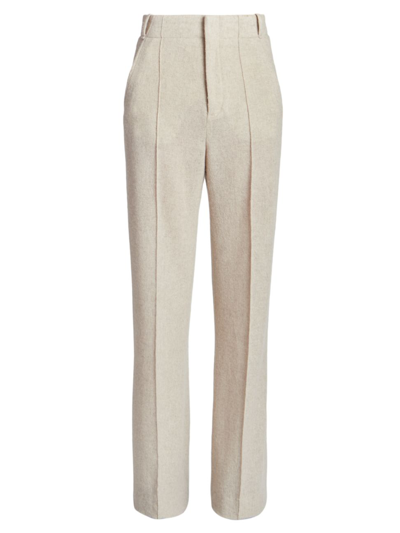 Chloé Pleated Wide-leg Trousers In Sandy Khaki