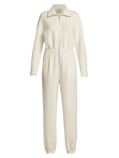 Varley Jessie Half-zipped Knit Jumpsuit In White