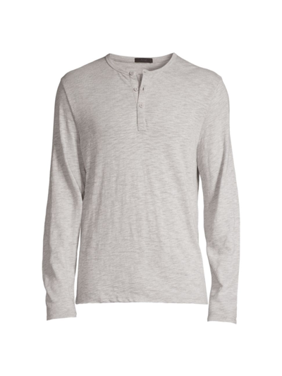 Atm Anthony Thomas Melillo Destroyed Slubbed Henley Shirt In Heather Grey