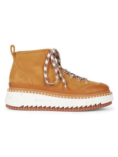 Chloé Lilli Chunky-sole Contrast-laces Leather Boots In Brun