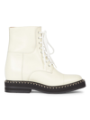 Chloé Noua Leather Lace-up Short Boots In Eggshell