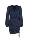 Ramy Brook Foxy V-neck Ruched Minidress In Blue