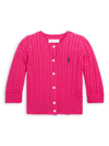 Polo Ralph Lauren Baby Girl's Cable-knit Cotton Cardigan In Sport Pink