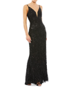 Mac Duggal Beaded V-neck Gown In Black