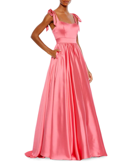 Mac Duggal Women's Ieena Satin Fit-&-flare Ballgown In Coral