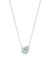 Georg Jensen Sterling Silver Daisy Blue & Green Enamel Flower Pendant Necklace, 17.72 In Blue Green