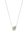 Georg Jensen Sterling Silver Daisy Blue & Green Enamel Flower Pendant Necklace, 17.72 In Green Pink