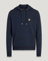 Belstaff Hooded Cotton Fleece Sweatshirt In Dark Ink