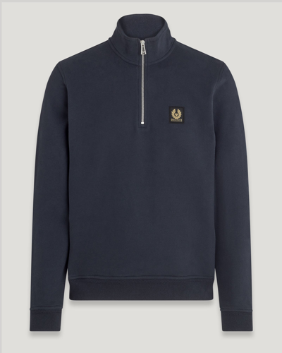 Belstaff Quarter Zip Sweatshirt In Dark Ink