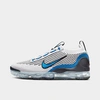Nike Men's Air Vapormax 2021 Flyknit Shoes In White/photo Blue/black/metallic Silver