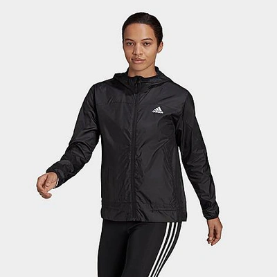 Adidas Originals Adidas Women's Aeroready Logo Running Windbreaker Jacket In Black/white