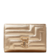 Jimmy Choo Avenue Leather Clutch Bag In Gold/light Gold