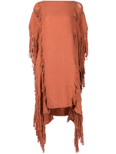 Voz Fringe-detail Long Top In Orange