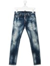 Dsquared2 Distressed Stonewashed Denim Jeans In Dq01