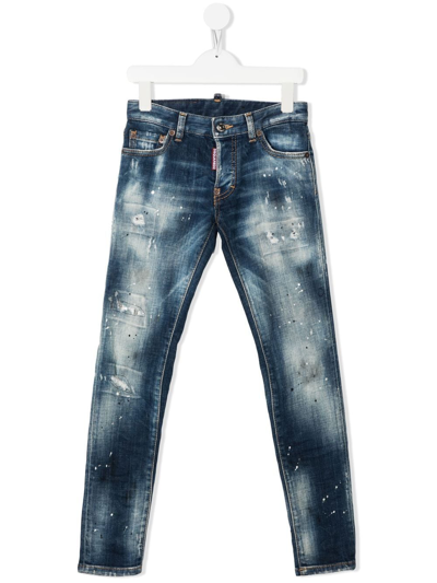 Dsquared2 Kids' Distressed Stonewashed Denim Jeans In Dq01
