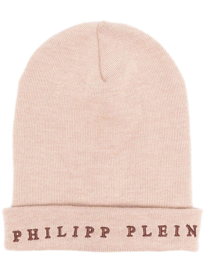 Philipp Plein Logo刺绣针织套头帽 In Neutrals