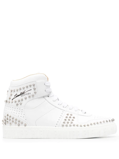 Philipp Plein Stars Leather High-top Trainers In White
