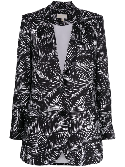 Michael Michael Kors Palm-print Single-breasted Blazer In Black