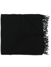 Rick Owens Tassel-edge Virgin-wool Scarf In Black