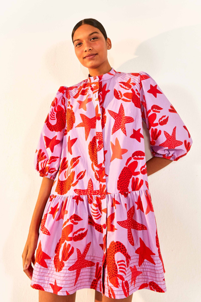 Farm Rio Lobster Sky Mini Dress