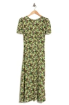 Afrm Jamie Print Open Back Short Sleeve Dress In Green Garden